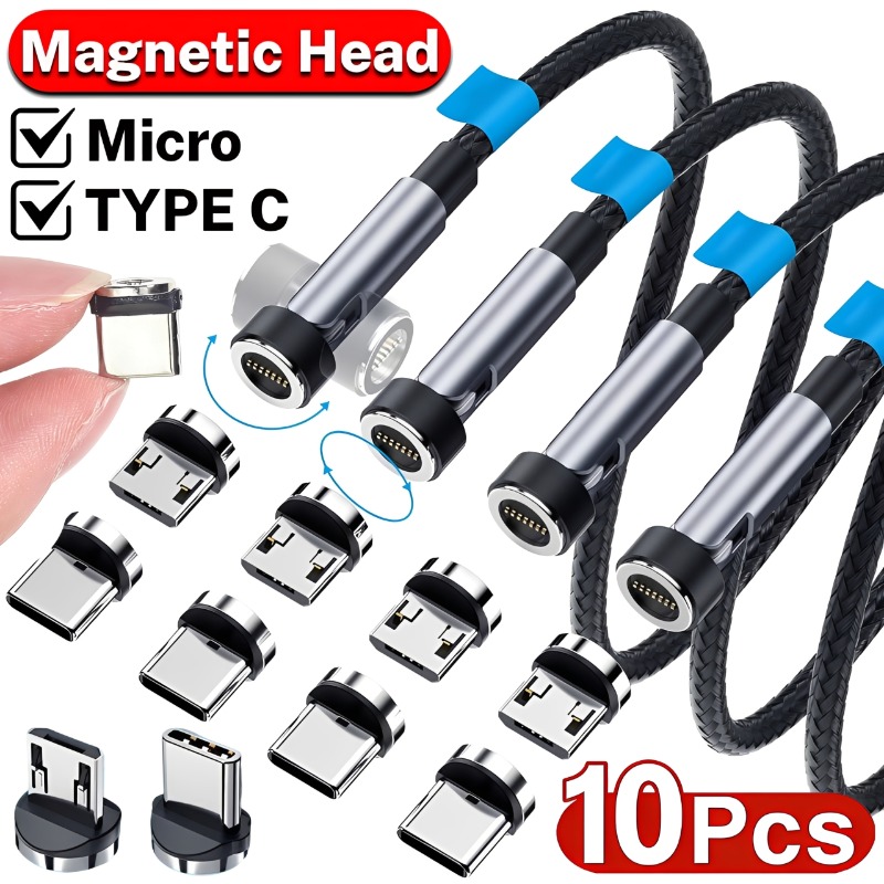 Micro Usb Cable - 10/1 قطعة رؤوس موصلات مغناطيسية لـ